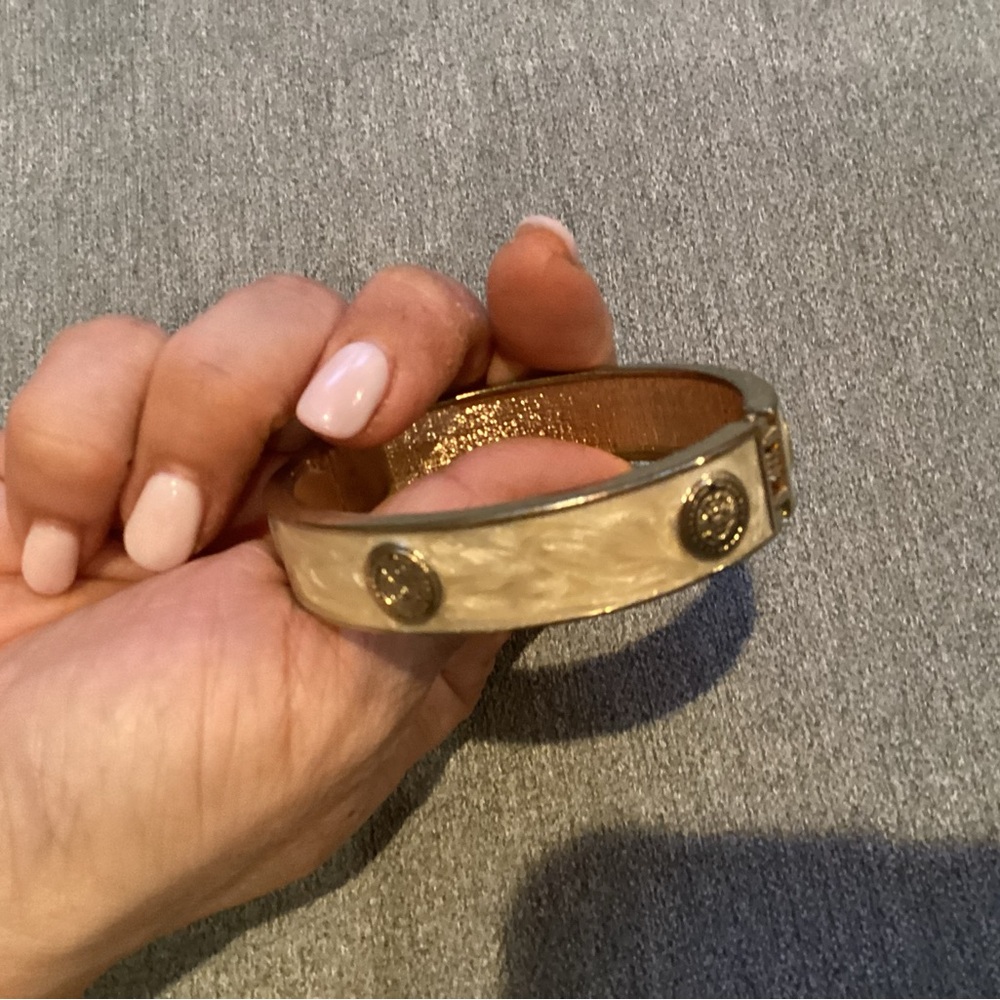 Gold and Cream Bangle Bracelet